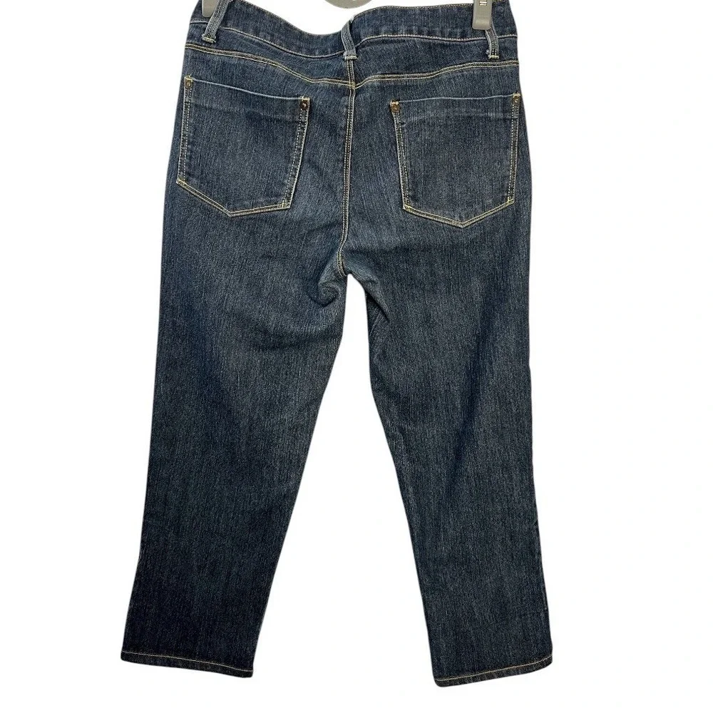 Faded Glory Womens Jeans Size 8‎ Dark Wash Straight Leg Cotton Blend Cropped